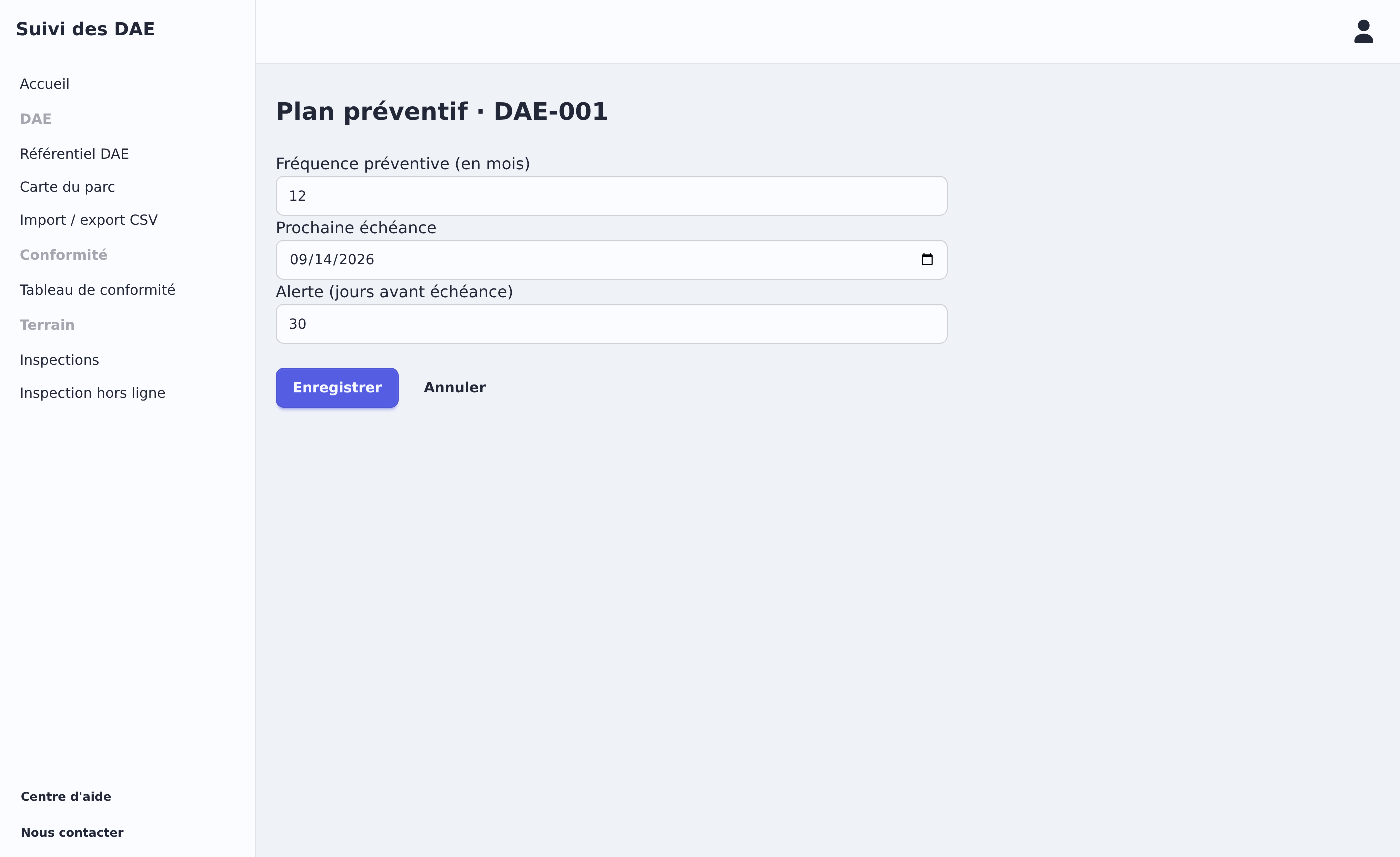 Création d'un plan de maintenance préventif